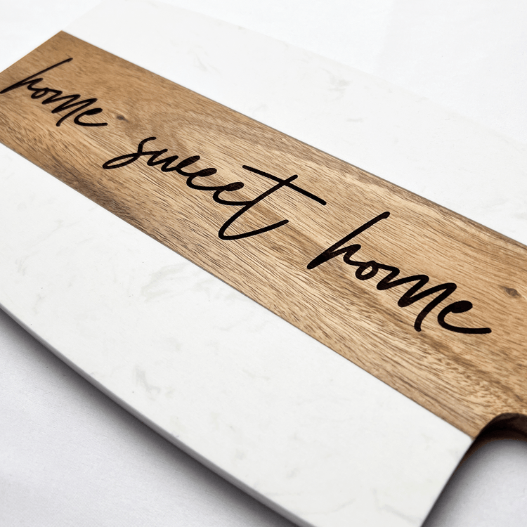 Home Sweet Home Wood and Marble Cutting Board