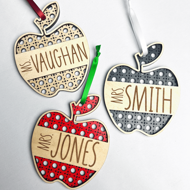 Rattan Teacher Apple Ornament