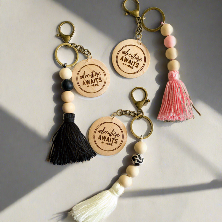 Adventure Awaits Tassel Keychain