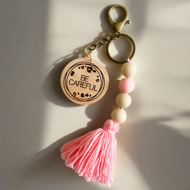 Be Careful Tassel Keychain