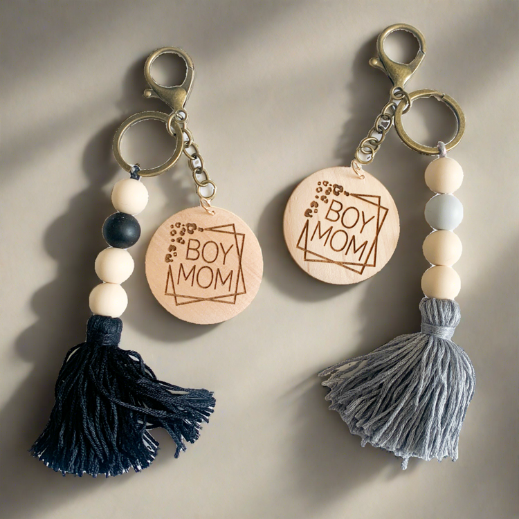 Boy Mom Tassel Keychain