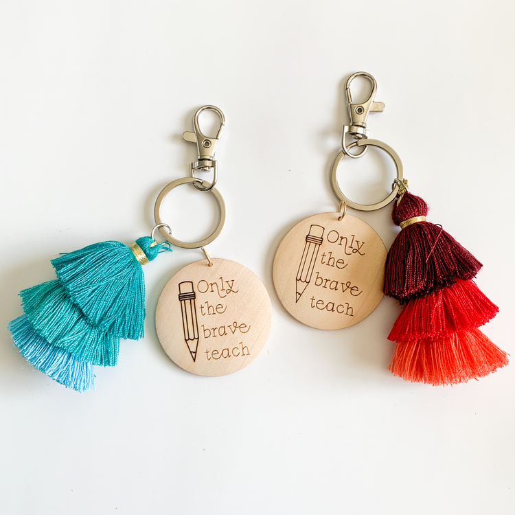 Only The Brave Teach Jellyfish Tassel Keychain