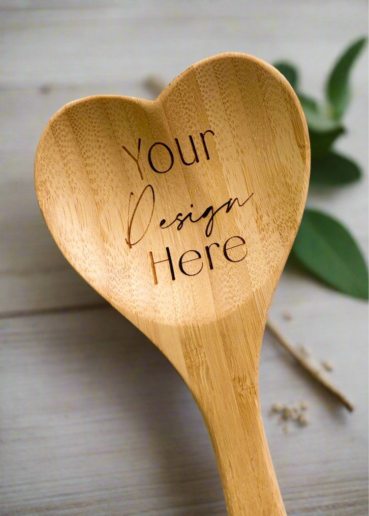 Customizable Heart Shaped Wooden Spoon