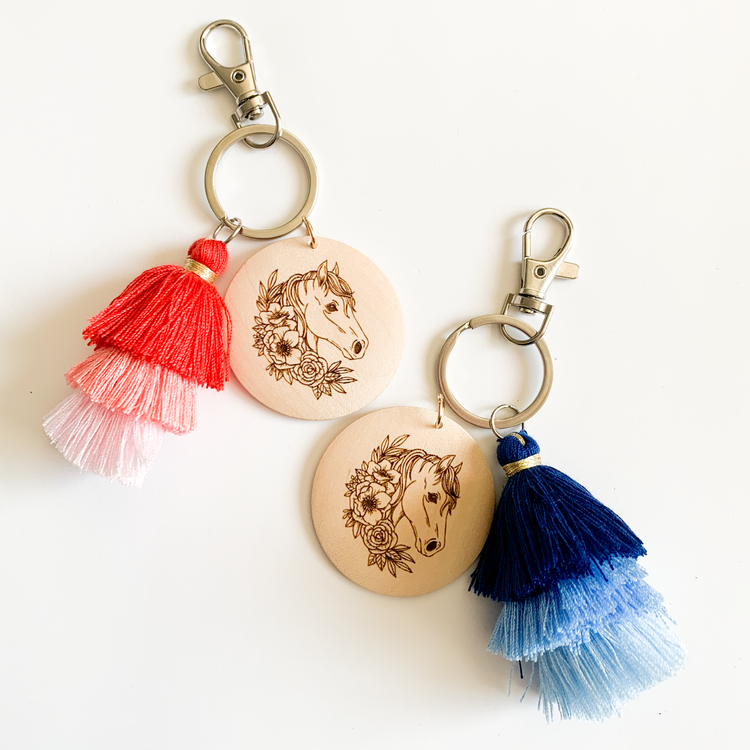 Floral Horse Jellyfish Tassel Keychain
