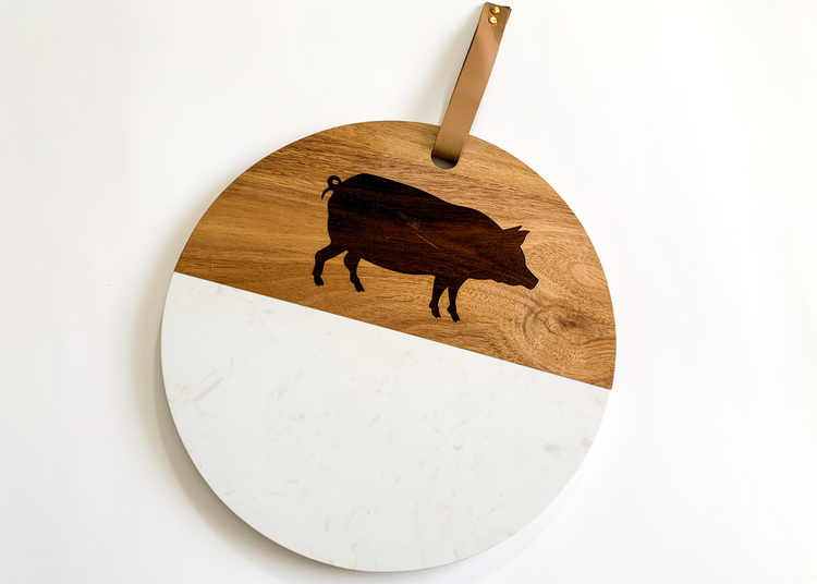 Pig Wood and Marble Cutting Board