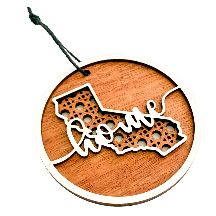 Wooden Rattan State Ornament