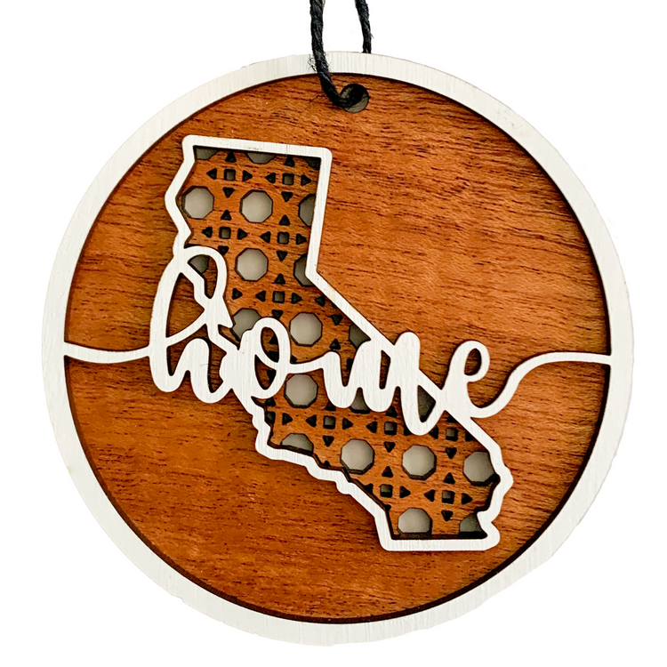 Wooden Rattan State Ornament