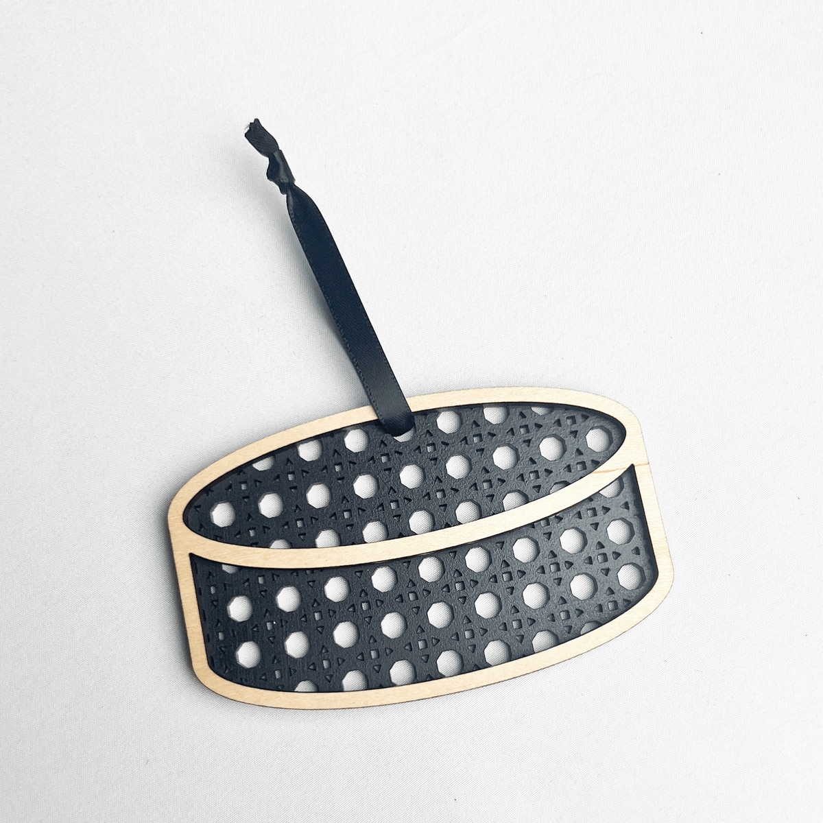 Rattan Hockey Puck Ornament