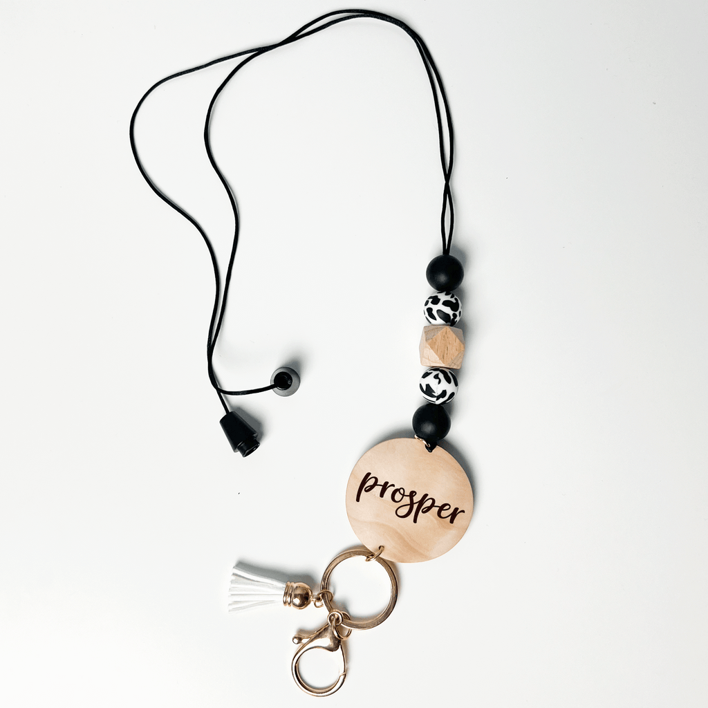 Word of the Year engraved wood lanyard