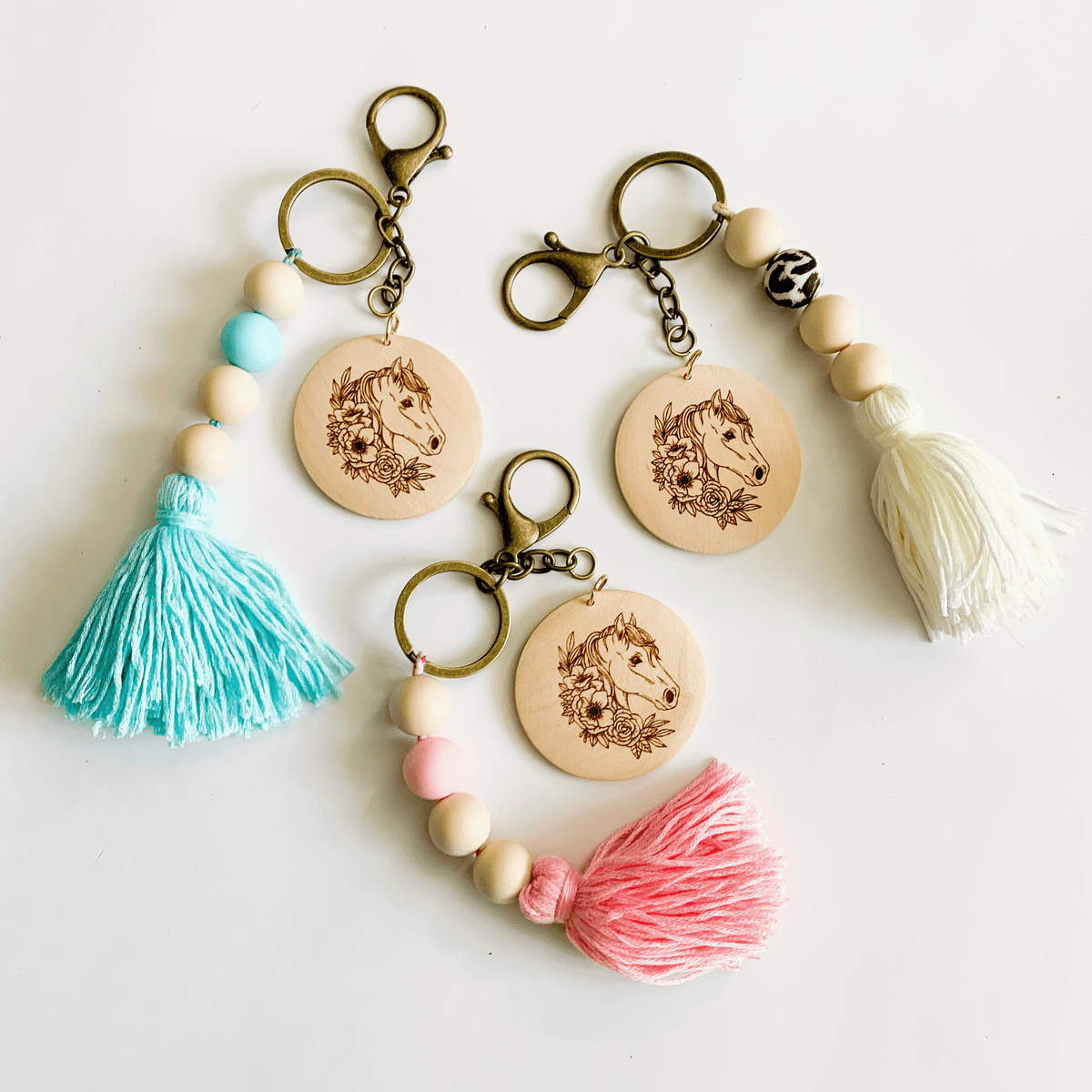 Floral Horse Tassel Keychain