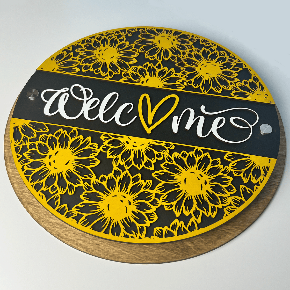 Sunflower Welcome Standoff Sign