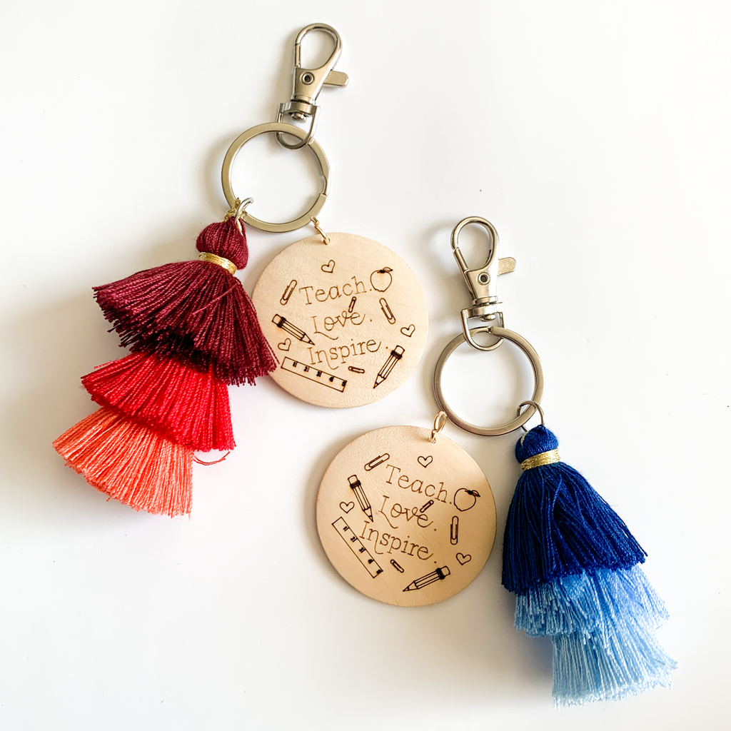 Teach, Love, Inspire Jellyfish Tassel Keychain