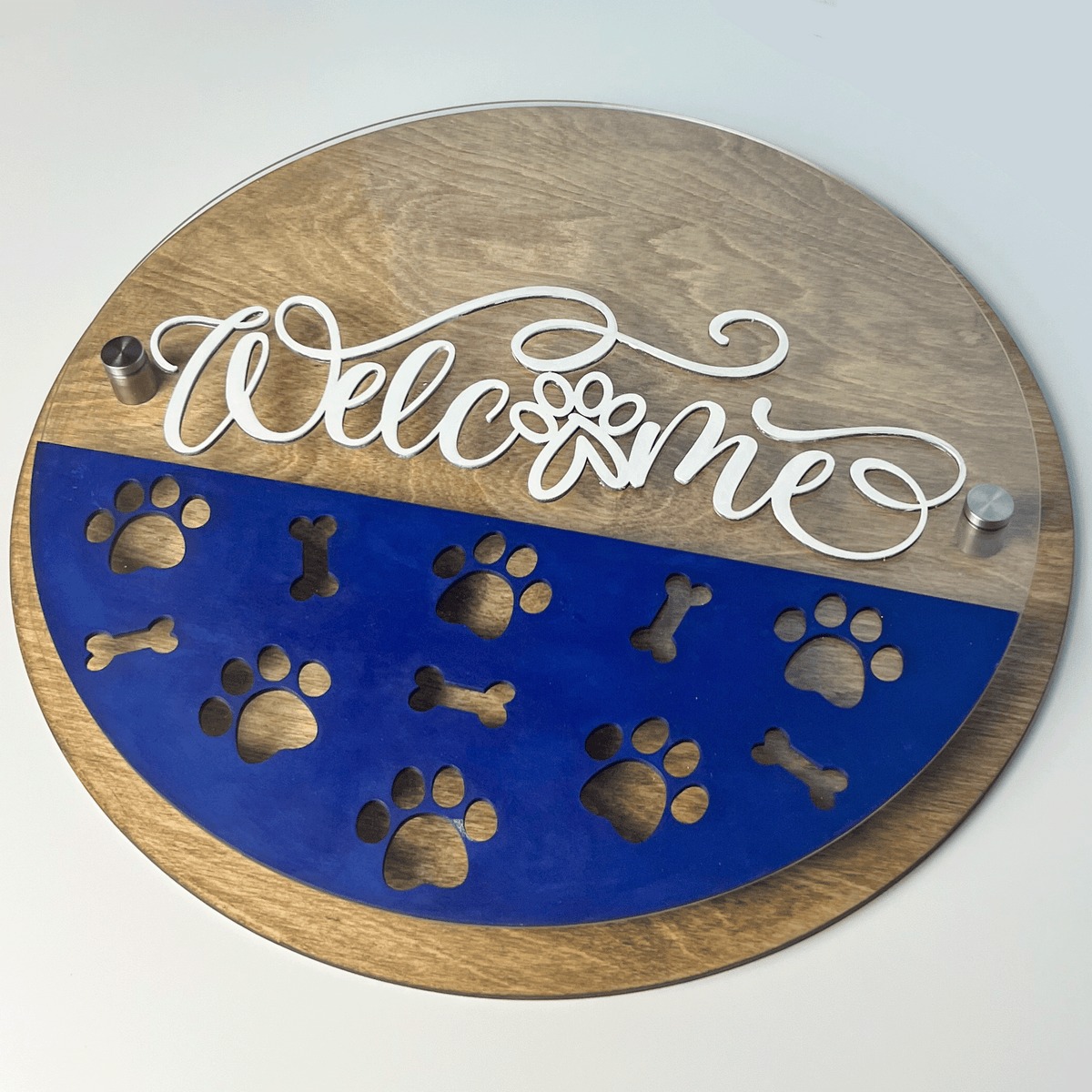 Paw Print Welcome Standoff Sign
